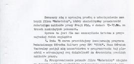 List Ewy Łabuńskiej-Cygan, Z-cy Dyrektora ds. programowych OT "Akademia Ruchu" do Dyrektora Wytwórni Filmów Dokumentalnych