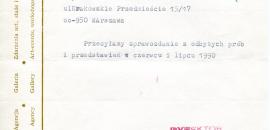 List do MKiS (sprawozdanie z działalności w czerwcu i lipcu w 1990)
