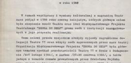 Sprawozdanie z działalności zagranicznej Teatru 77 w roku 1988 s.1