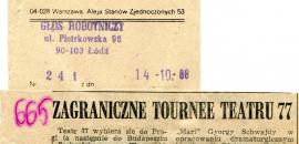 "Zagraniczne tournee Teatru 77" M.K.