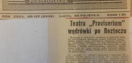 (A.K.), "Teatru Provosirium wędrówki po Roztoczu", "Sztandar Ludu" 1976, nr 197